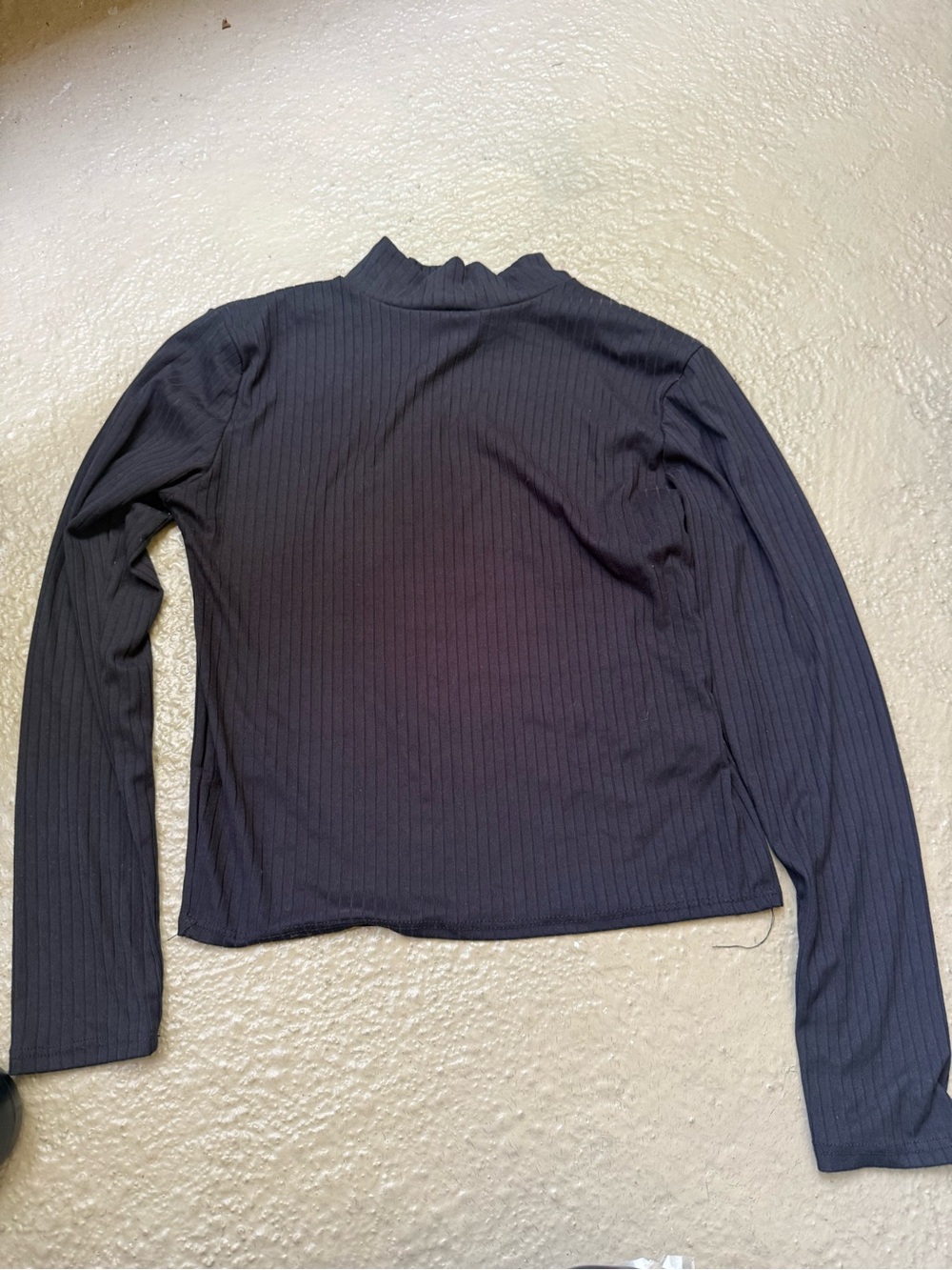 YMI Black Ribbed Long Sleeve Mock Neck Top
